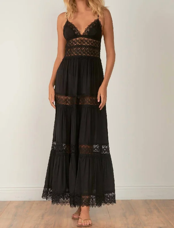 Summer Essentials Lace Long Maxi Dress In Black