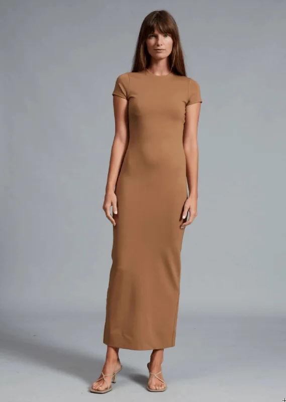 Save Big Irina Ponte Maxi Dress In Khaki