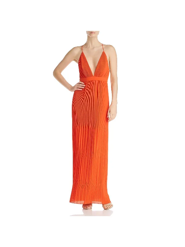 Style Upgrade The Caspian  Womens Pleated Sleeveless Maxi Dress