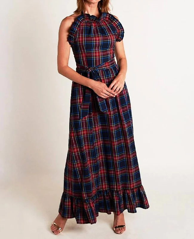 Mother'S Day Special Dove Maxi Dress In Navy Plaid