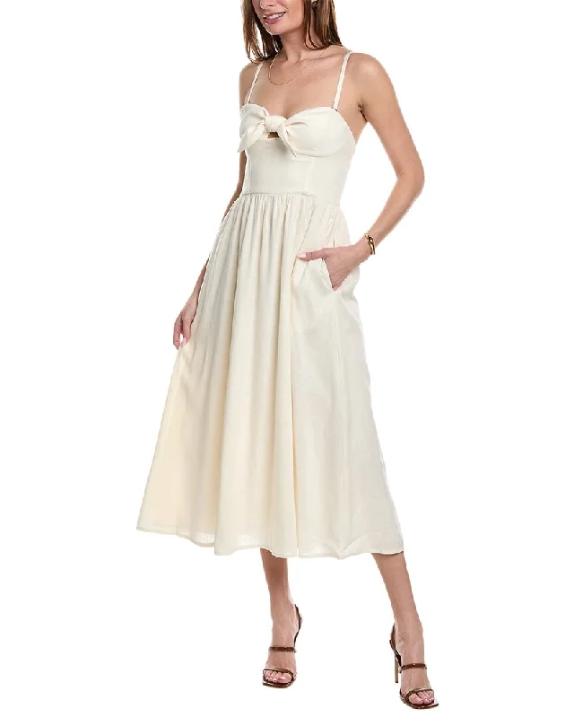 Special Occasion Wear Solid & Striped The Aurora Linen-Blend Midi Dress