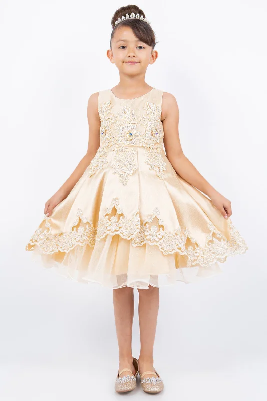 Hot Trends Beautiful Satin Laser Cut Flower Girl Dress by Cinderella Couture USA AS5127