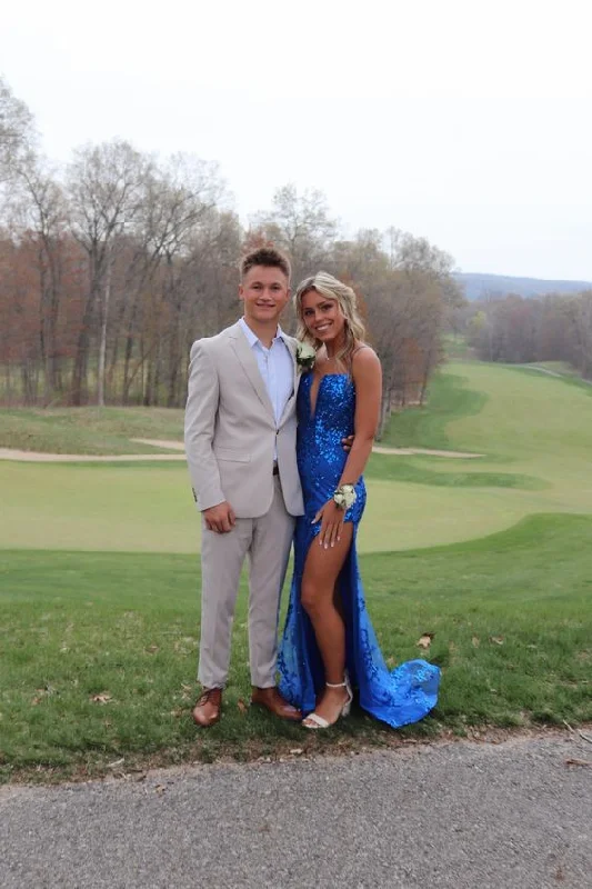 Stylish Spring Fashion Royal Blue Sheath Prom Dress,Royal Blue Senior Prom Gown Y5985