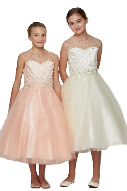 End Of Season Sale Pearl Bodice Satin Tulle Party Dress by Cinderella Couture USA AS5053