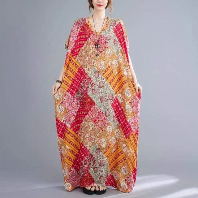 Timeless Women's Apparel Isabella Patchwork Print Kaftan Dress