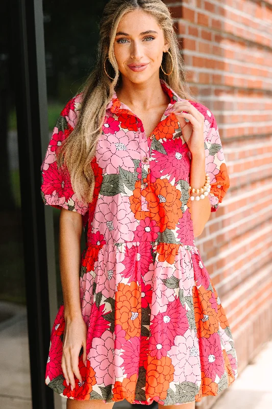 Holiday Sale Back To Good Coral Orange Floral Bubble Dress