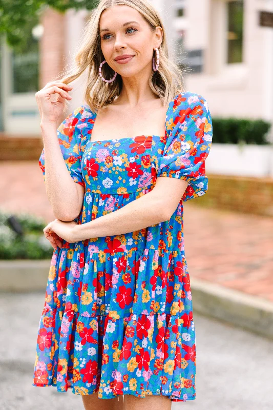 Clearance Event All In A Dream Blue Floral Babydoll Dress