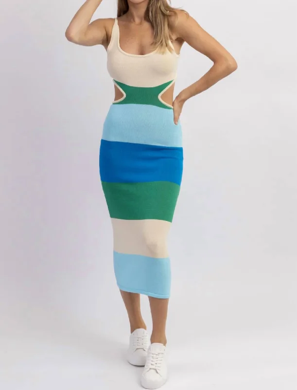 Fashion-Forward Outfits Striped Midi Dress In Sun Bum Blue