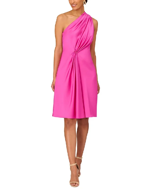 Limited Time Deal Aidan Mattox One Shoulder Pleated Midi Dress