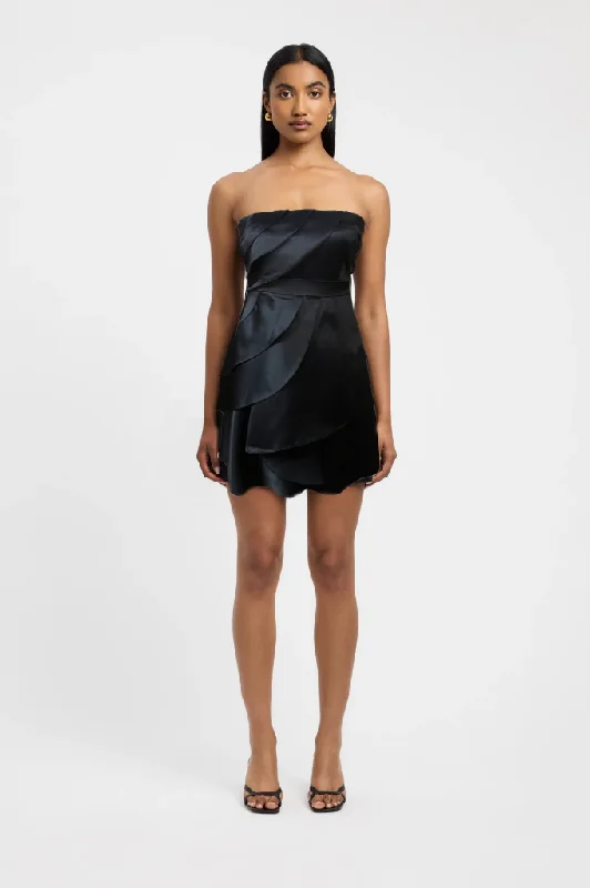 Evening Elegance 2 - 5/48 black strapless satin cocktail dress