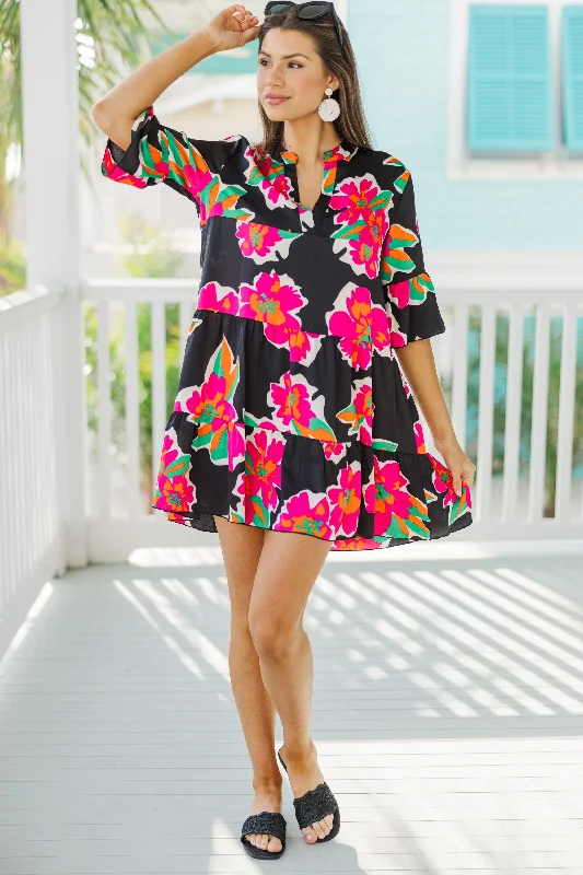 Clearance Event Feeling Like Love Black Floral Dress