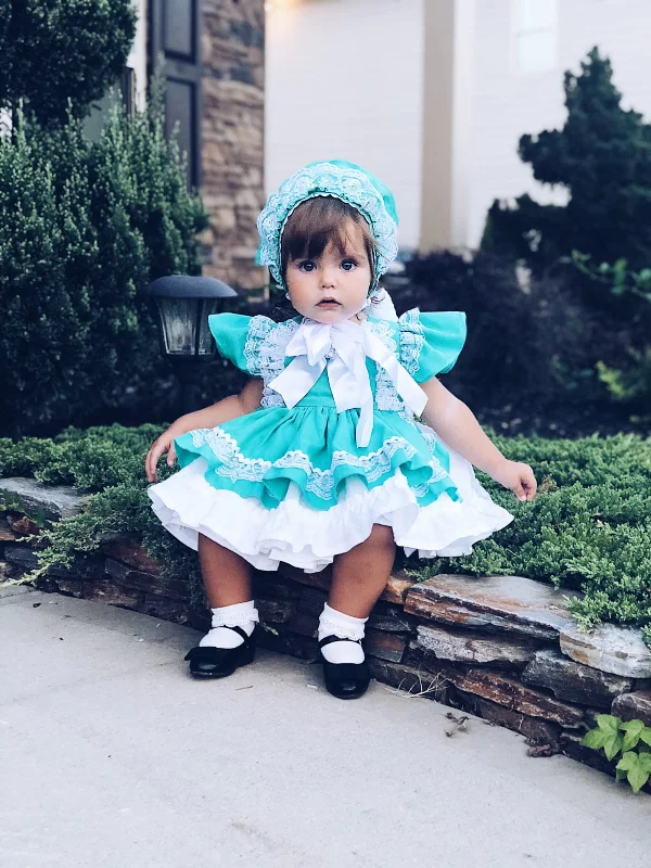 Women's Elegant Apparel Teal Ruffle Dress