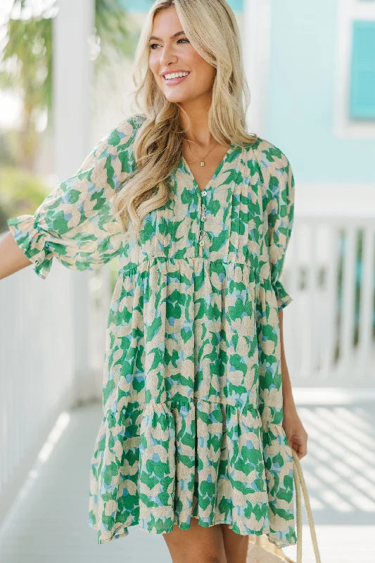 Fashionista Favorites Be Who You Are Green Floral Dress