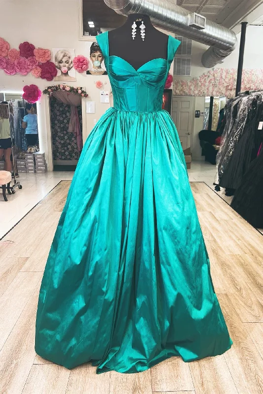 Seasonal Sale Hunter Green A-line Satin Long Prom Dress