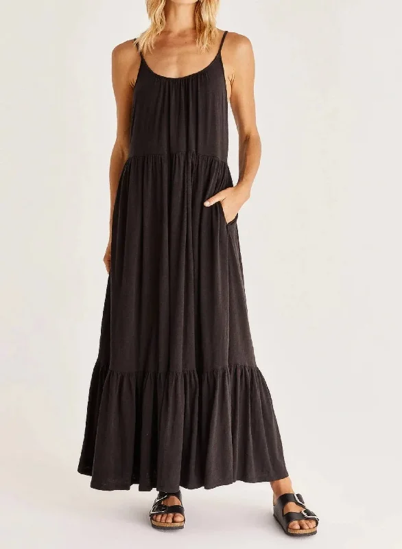 Big Savings On Rustic Countryside Styles Lido Slub Maxi Dress In Black