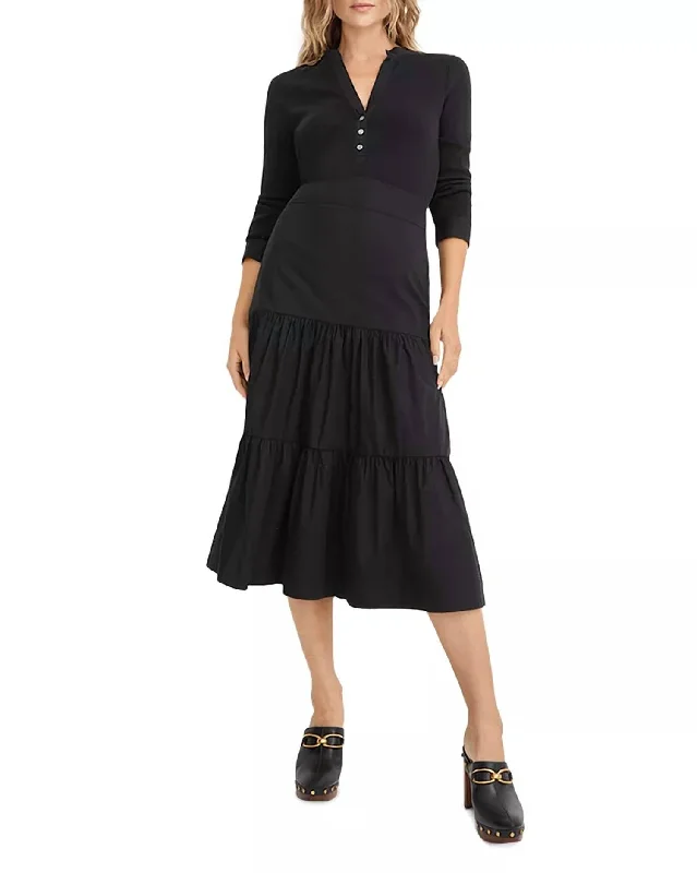 Style Upgrade Peralta Tiered Midi Dress In Black