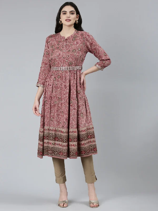 Cool Prices Neeru's Pink Straight Casual Floral Dresses