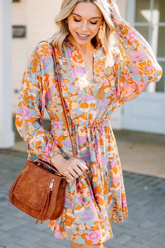 Summer Essentials Always On Time Sage Green Floral Dress