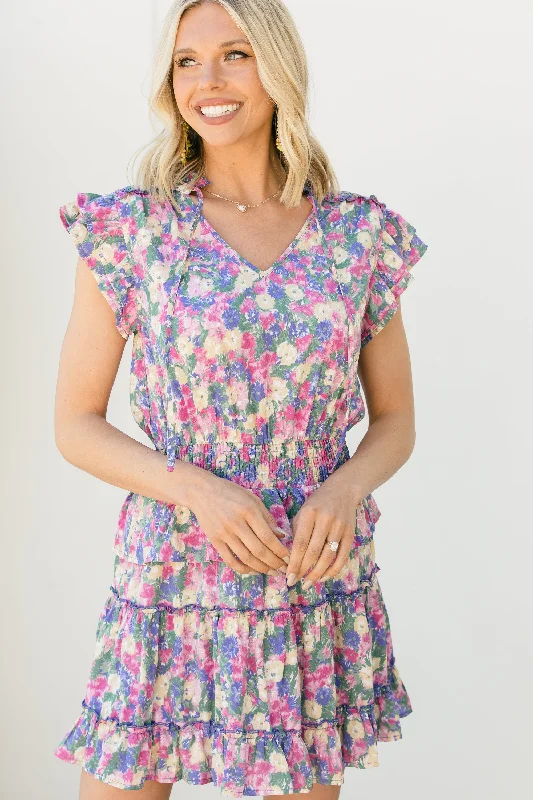 Exclusive Sale Prove Your Love Pink Ditsy Floral Dress