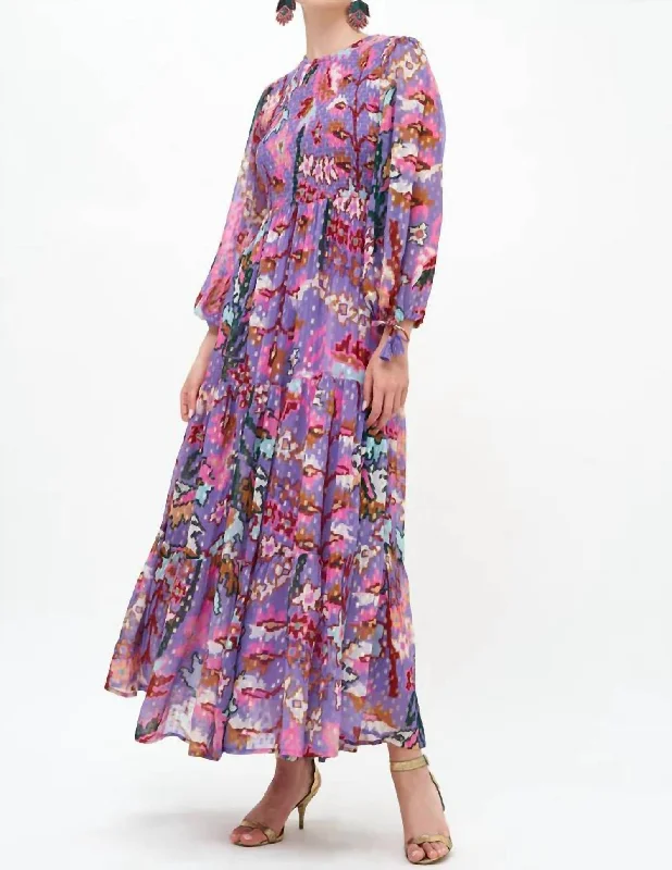 Great Prices On Feminine Styles Smocked Top Maxi Dress In Lavender Bukhara