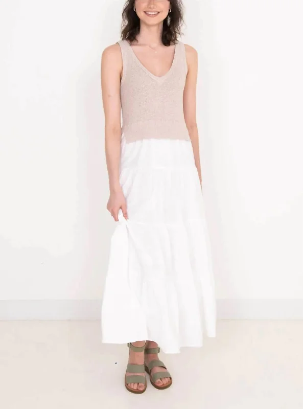 Summer Splash Sale KNIT MIX MAXI DRESS in Natural White