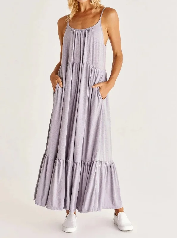 Limited Quantities Lido Slub Maxi Dress In Lavender