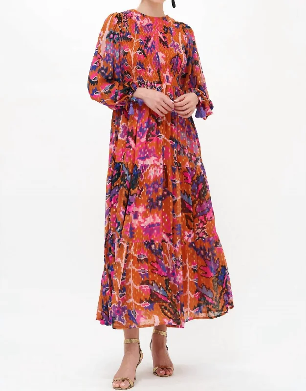 Father'S Day Deals Smocked Top Maxi Dress In Toffee Bukhara