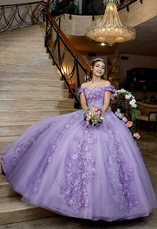 Cool Prices Purple Off The Shoulder Tulle Appliques Ball Gown,Sweet 16 Dress Y5472