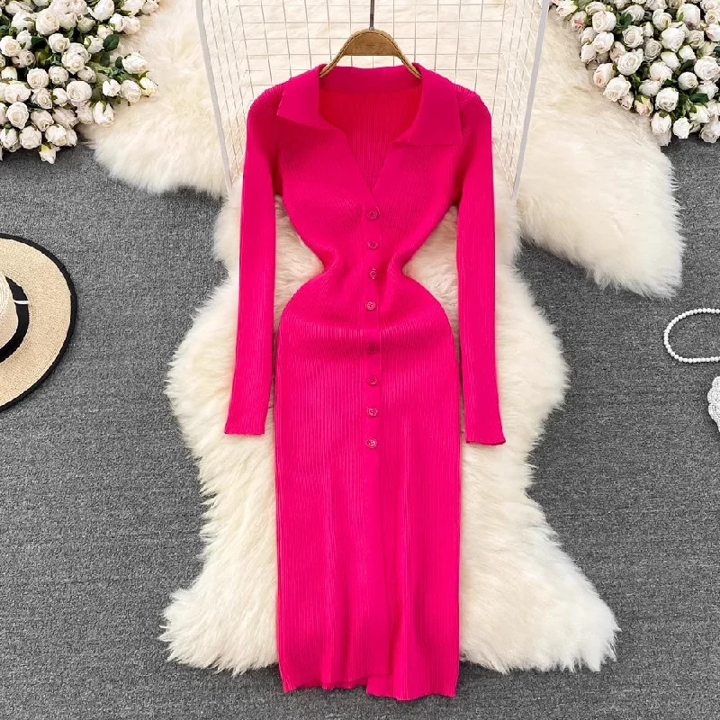 Wardrobe Upgrade Polo Neck Long Sleeve Knitted Dress       S4163