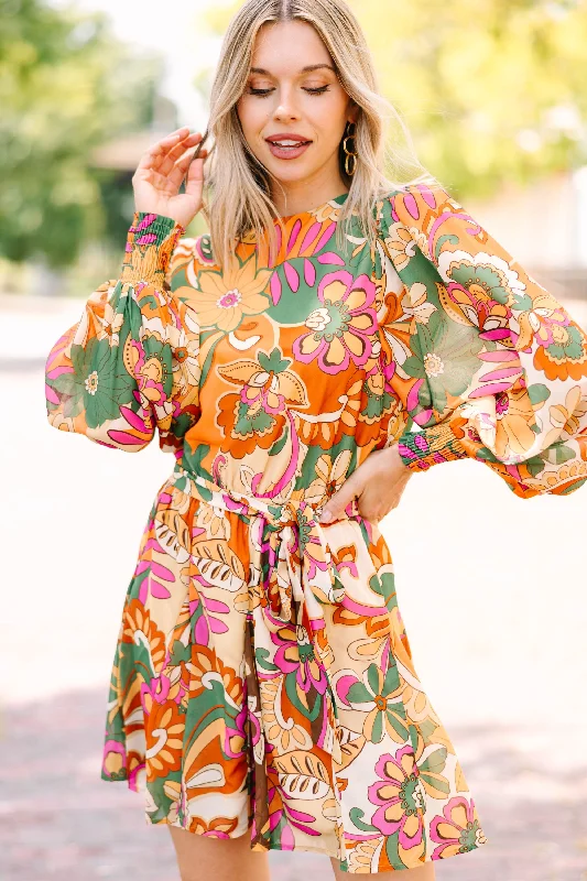 Latest Trends Far Out Green Floral Dress