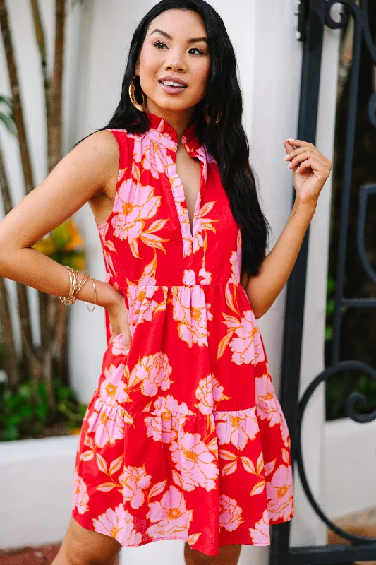 Trend Alert Caught Up Coral Pink Floral Babydoll Dress