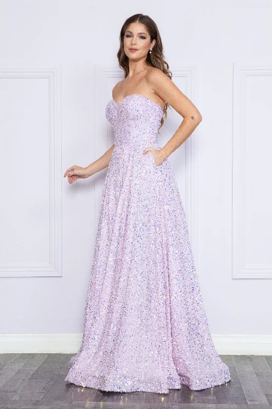 Early Access To Art Deco Styles Sale Long Sequin Sweetheart Dress by Poly USA 9152 - Outlet