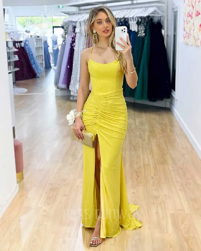 Stylish Spring Fashion Sharni Glitter Gown - Yellow