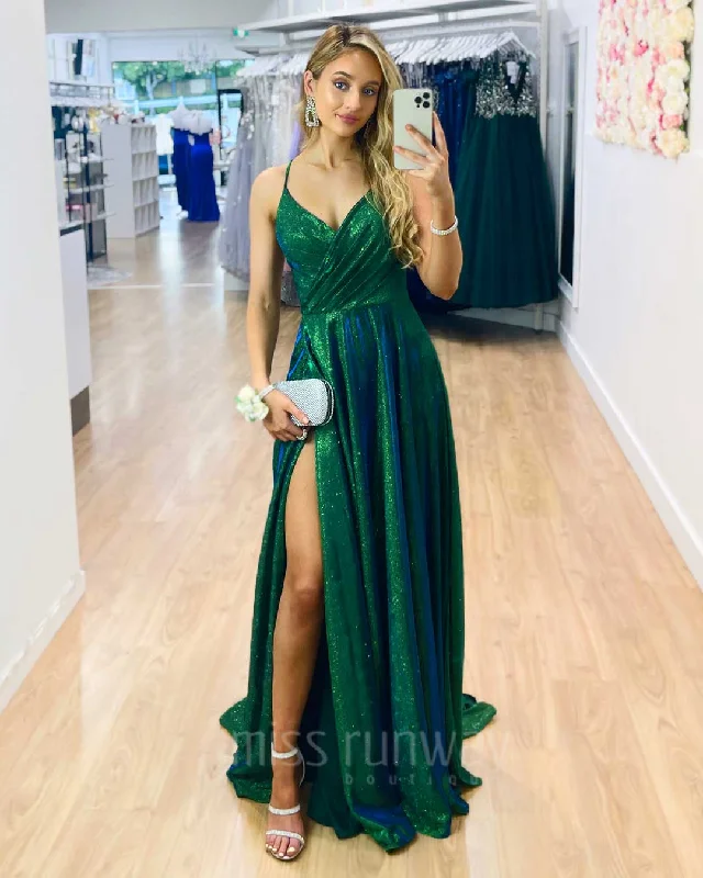 Budget-Friendly Fashion Monica Glitter Gown - Emerald Green