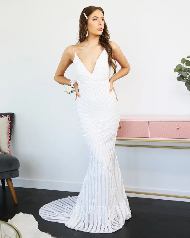 Clearance Event Kourtney Sequin Gown - White